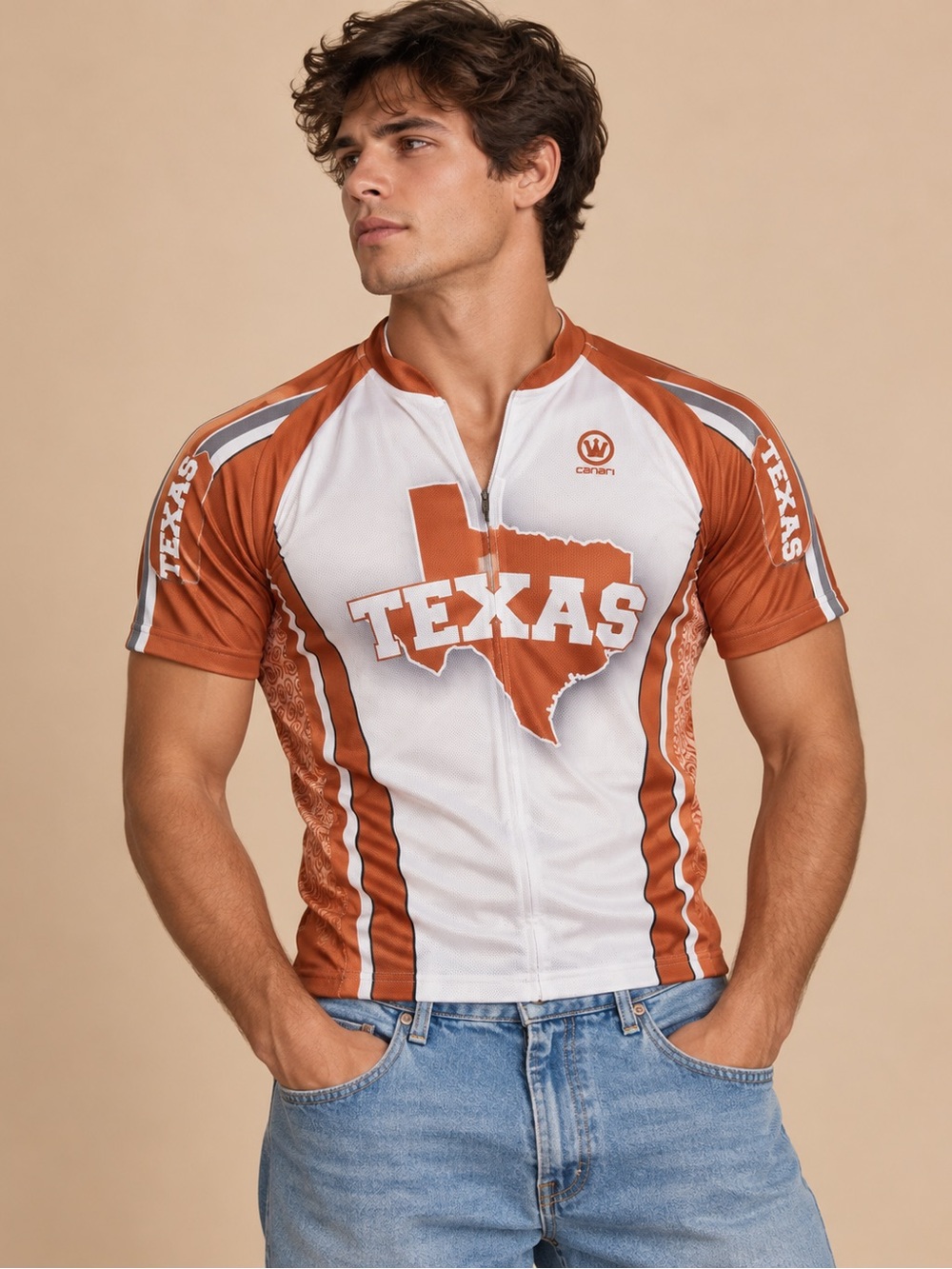 Canari Texas Cycling Jersey Burnt Orange White Size L